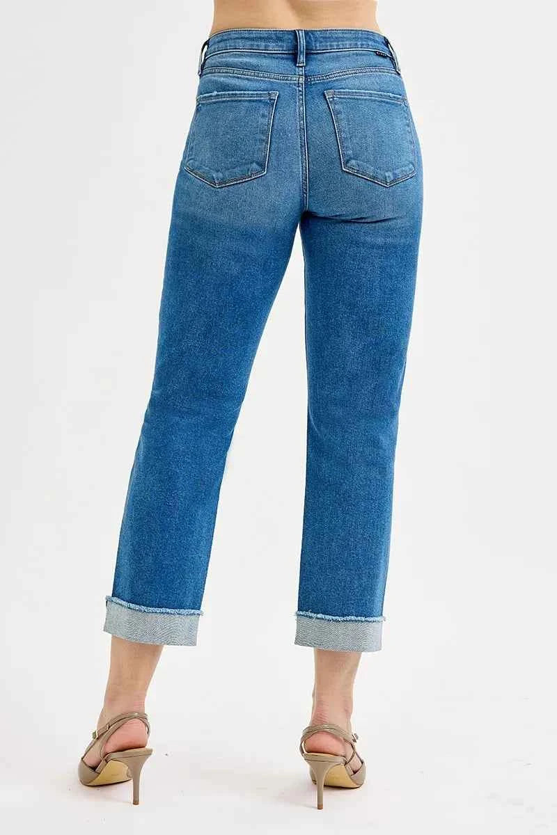 RISEN Full Size High Rise Boyfriend Fit Ankle Jeans Plus Size.
