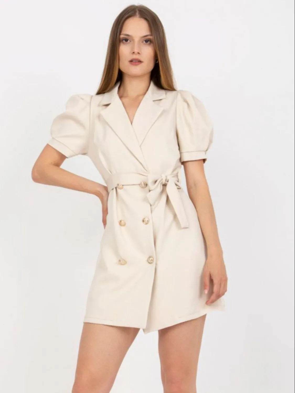Belted Short Sleeve Blazer Dress.