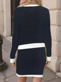 Contrast Trim Ribbed Sweater Set.