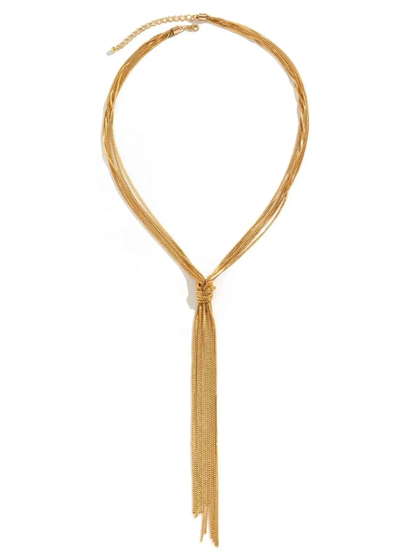 Twisted Knot Chain Tassel Necklace.