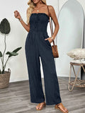 Smocked Tube Wide Leg Jumpsuit.