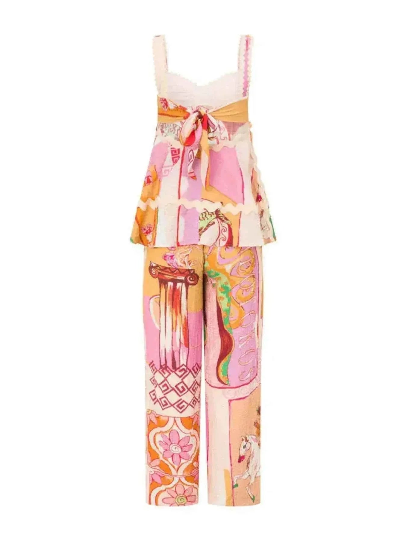 Tie Back Printed Cami and Pants Set.