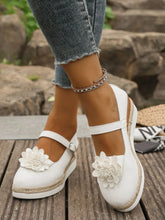 Flower Embellished Mary Jane Loafers.