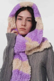 Fuzzy Contrast Striped Scarf.