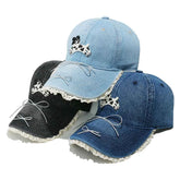 Adjustable Dog Bow Baseball Cap - 100% Cotton.