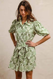 Tied Floral Mini Shirt Dress for Effortless Style and Comfort - EBYNN