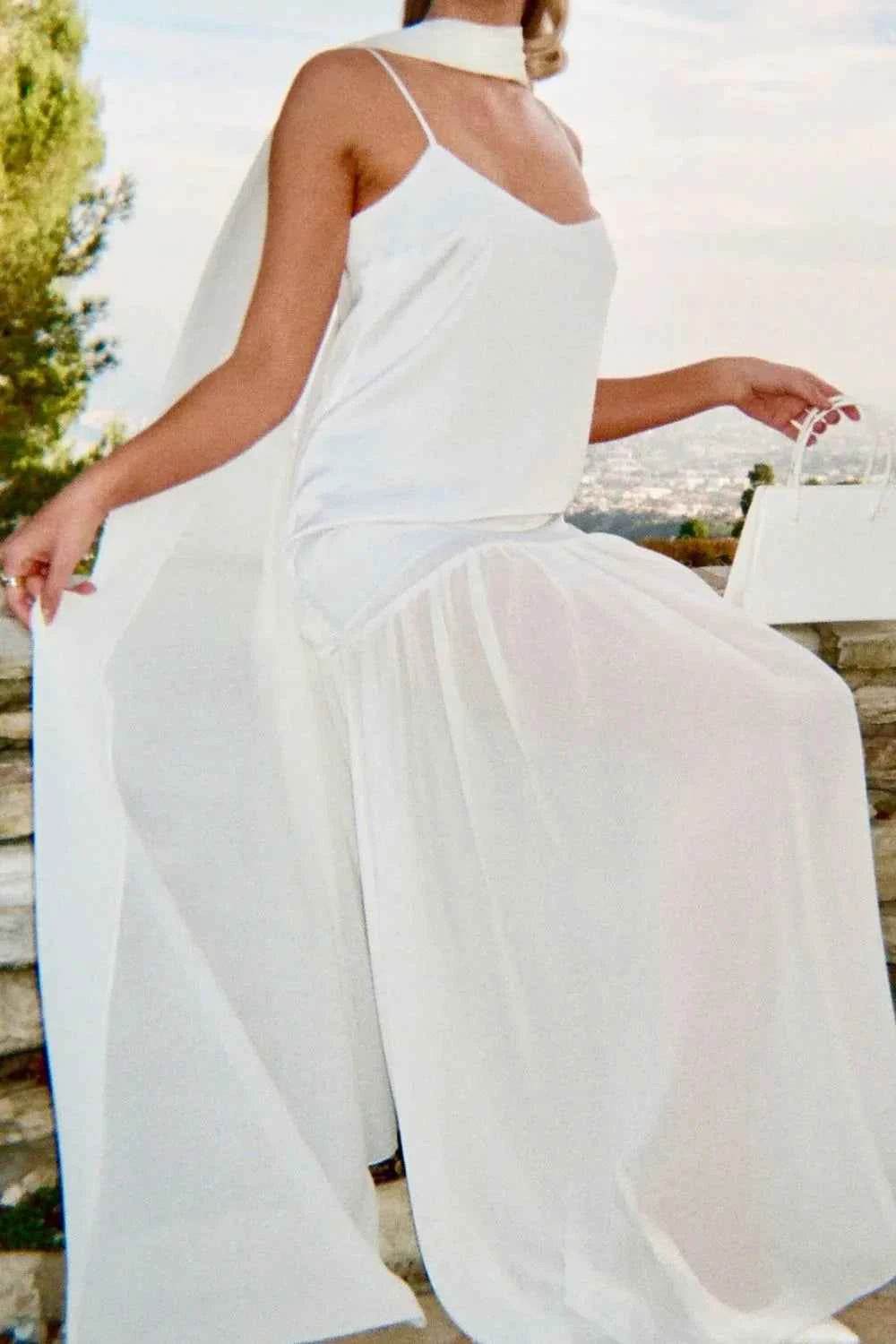 Adjustable Strap Maxi Cami Dress with Scarf.