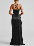Slit Crisscross Back Maxi Cami Dress.