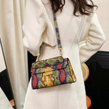 PU Leather Snakeskin Print Crossbody Bag.