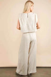 Solid Woven Top & Pants Set - Versatile Chic Outfit - EBYNN