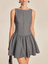 Round Neck Sleeveless Ruffled Mini Dress.