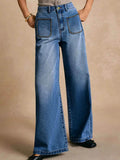 High-Waisted Wide-Leg Pocket Jeans.