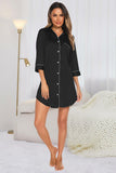 Button Up Collared Neck Night Dress with Pocket.