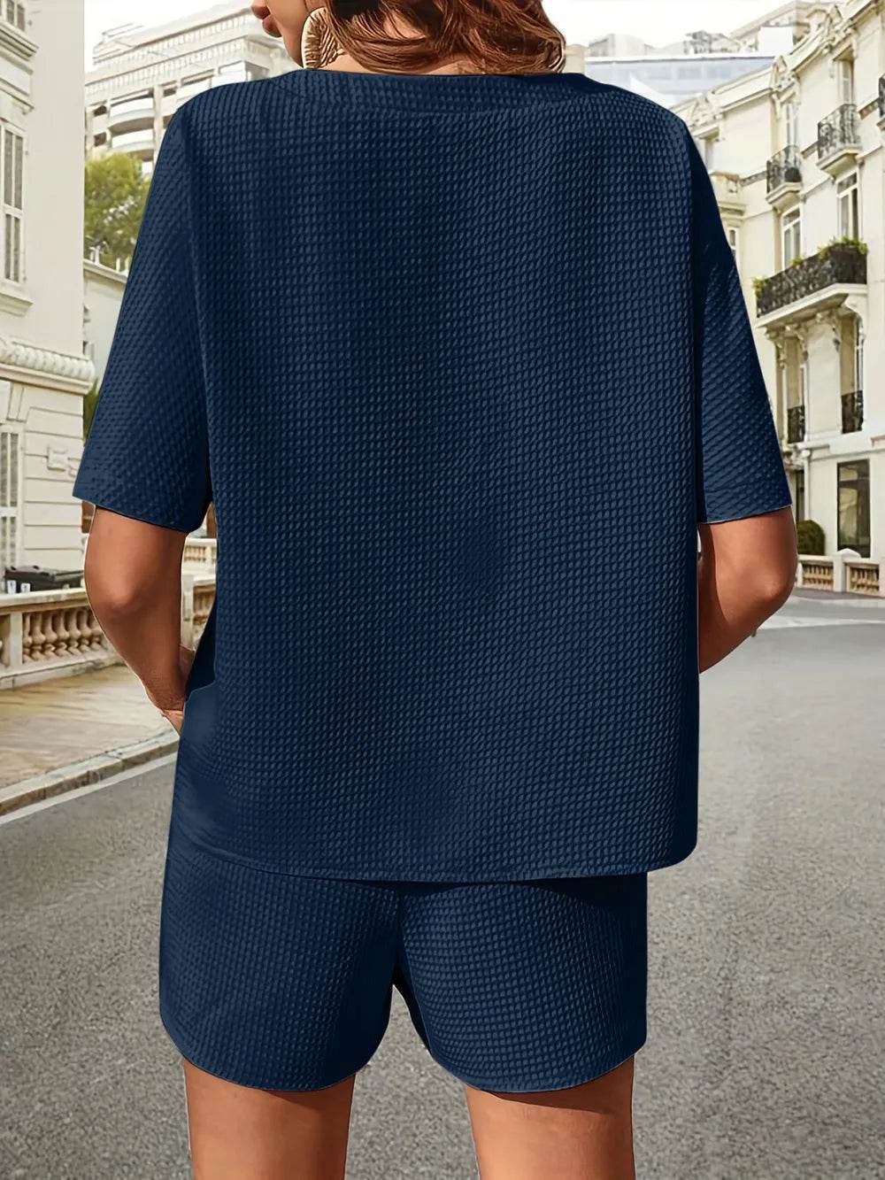 Waffle Knit Top and Shorts Set for Ultimate Comfort and Style - EBYNN