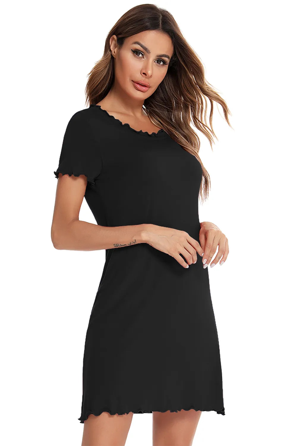 Round Neck Short Sleeve Lounge Dress.