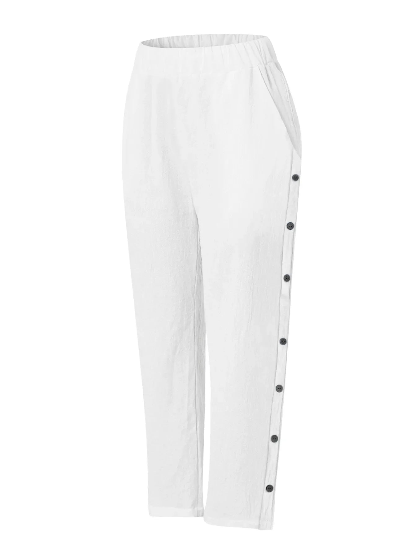 Casual Plus Size Wide Leg Button Decor Pants.