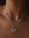 Double Layer Sun Moon Necklace.