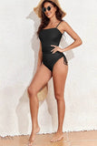 Drawstring One-Piece Swimsuit - Sleek Black Style - EBYNN