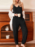 Ribbed Knit V-Neck Tank and Pants Lounge Set.