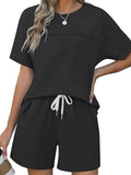 Sleek Round Neck Short Sleeve Top & Shorts Set - EBYNN