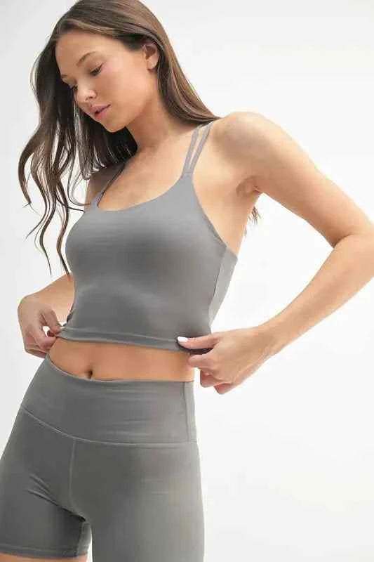 MONO B Venice Cloud Light Crisscross Sports Bra.