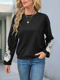Lace Detail Long Sleeve Stretch Sweatshirt.