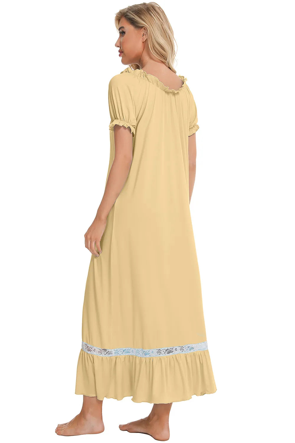 Lace Detail Short Sleeve Lounge Dress.