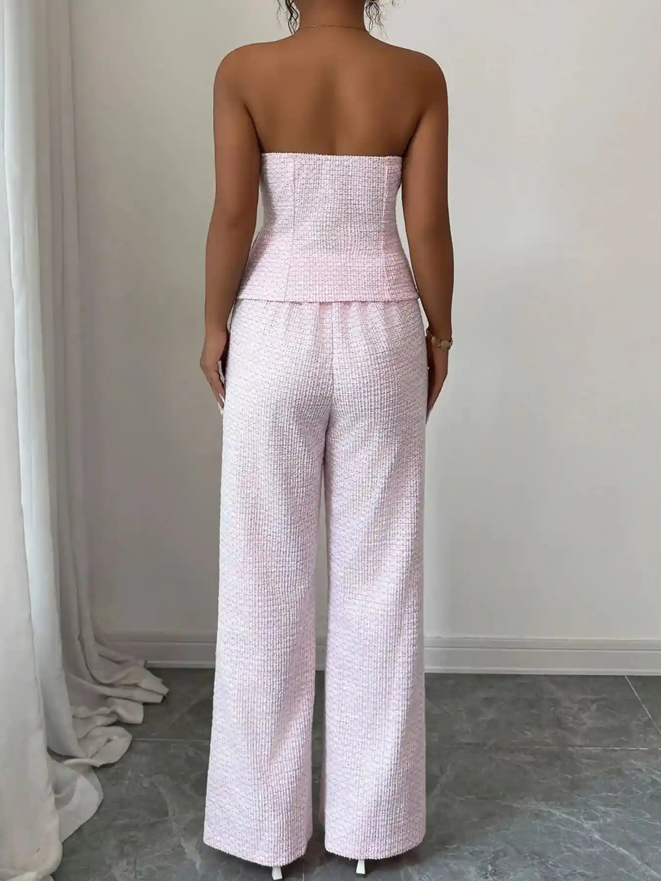 Sweetheart Neck Tube Top and Pants Set.