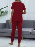Shiny Round Neck Top & Pants Lounge Set.