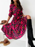 Printed Tie Waist Midi Dress.