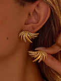 18K Gold-Plated Stainless Steel Zircon Geometric Earrings.