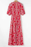 Paisley Print Puff Sleeve High Waist Maxi Dress.