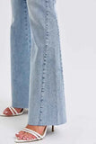 Judy Blue Plus Size Mid Rise Flare Jeans with Rhinestone Detail.