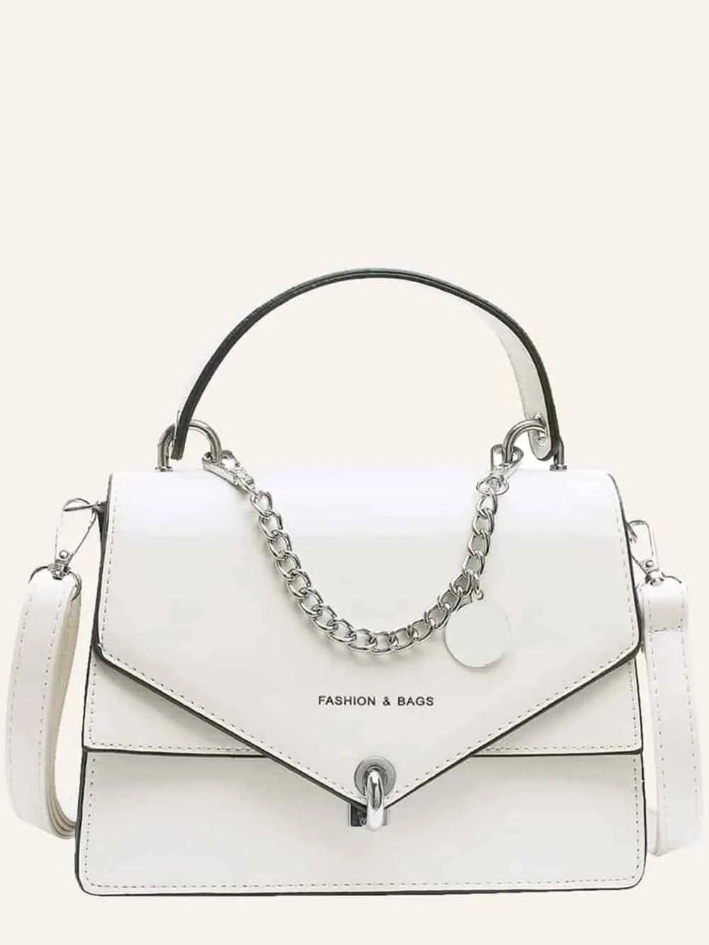 Detachable Shoulder Strap PU Leather Handbag.