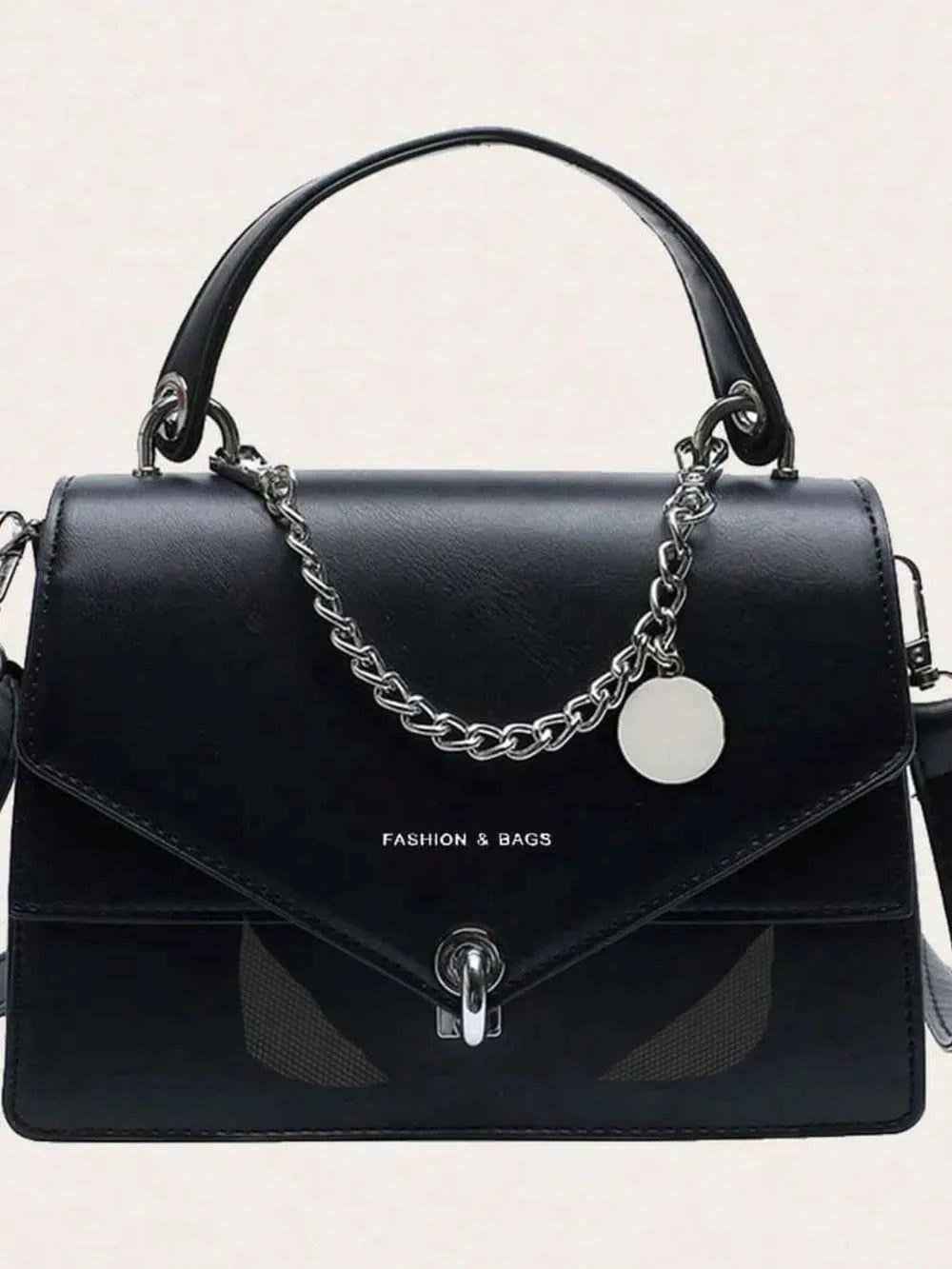 Detachable Shoulder Strap PU Leather Handbag.