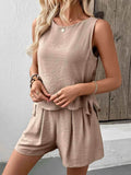 Casual Round Neck Tank and Shorts Set - EBYNN