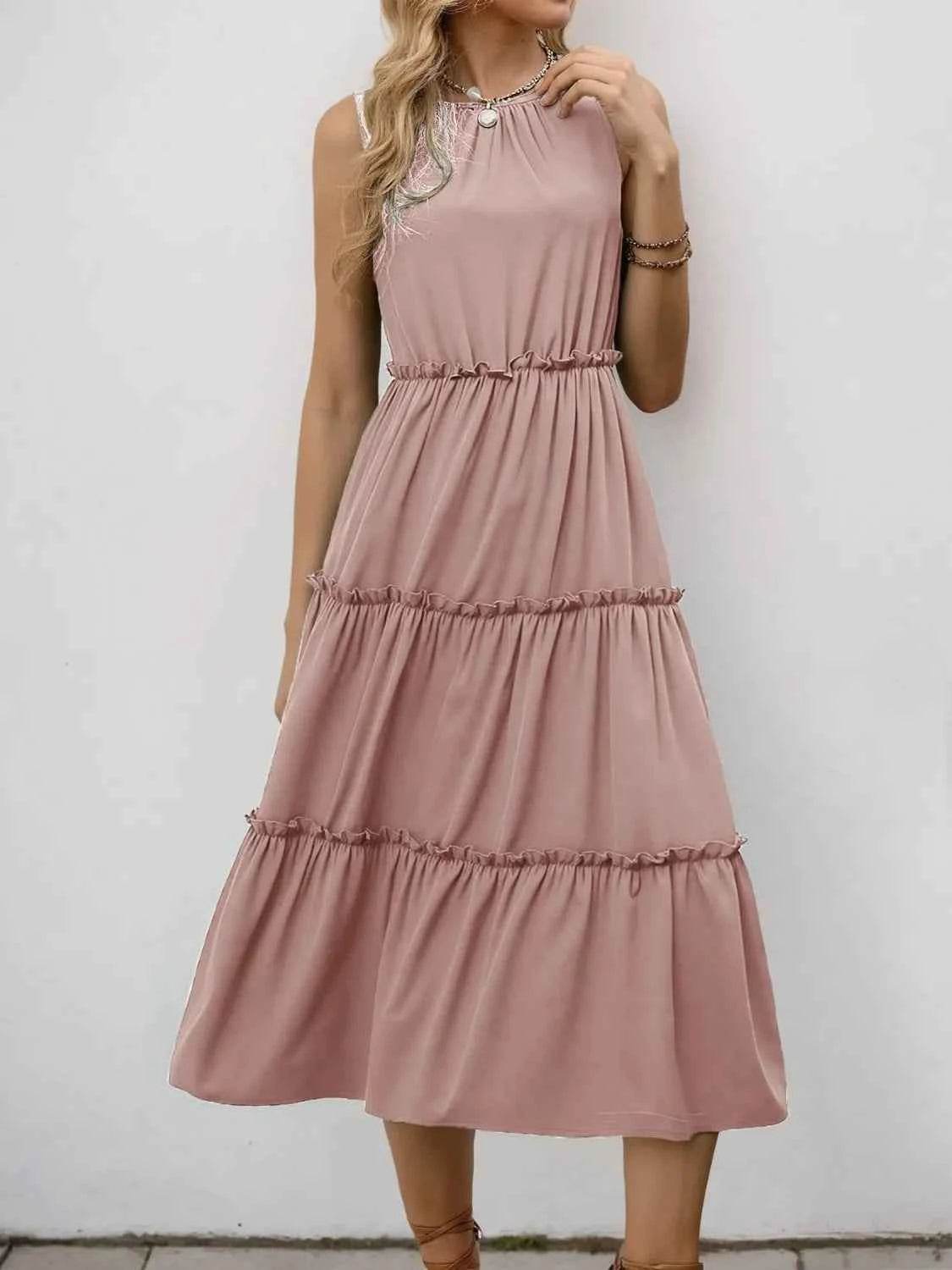 Frill Tiered Midi Dress.