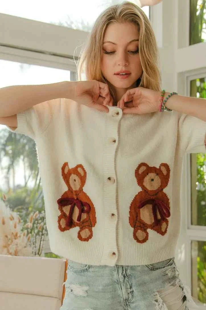 BiBi Teddy Bear Sweater Cardigan.