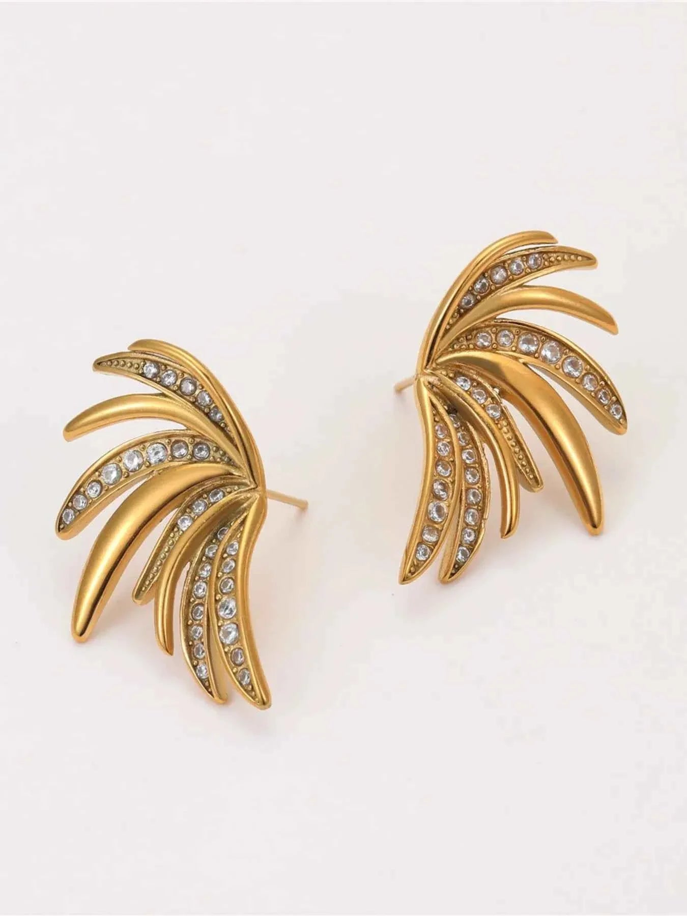 18K Gold-Plated Stainless Steel Zircon Geometric Earrings.