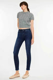Kancan High-Rise Slim Fit Raw Hem Ankle Jeans.