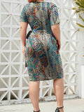 Elegant Surplice Short Sleeve Dress.