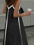 Contrast Trim V-Neck Maxi Dress.