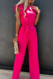 Round Neck Cap Sleeve Jumpsuit.