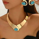 18K Gold-Plated Necklace and Earrings Jewelry Set.