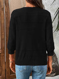 Textured Button-Front Cardigan with 3/4 Sleeves.