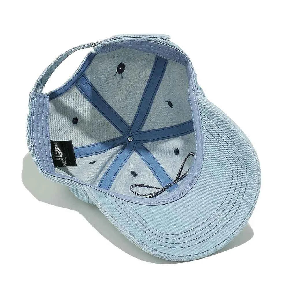 Bow Embroidered Denim Baseball Cap.