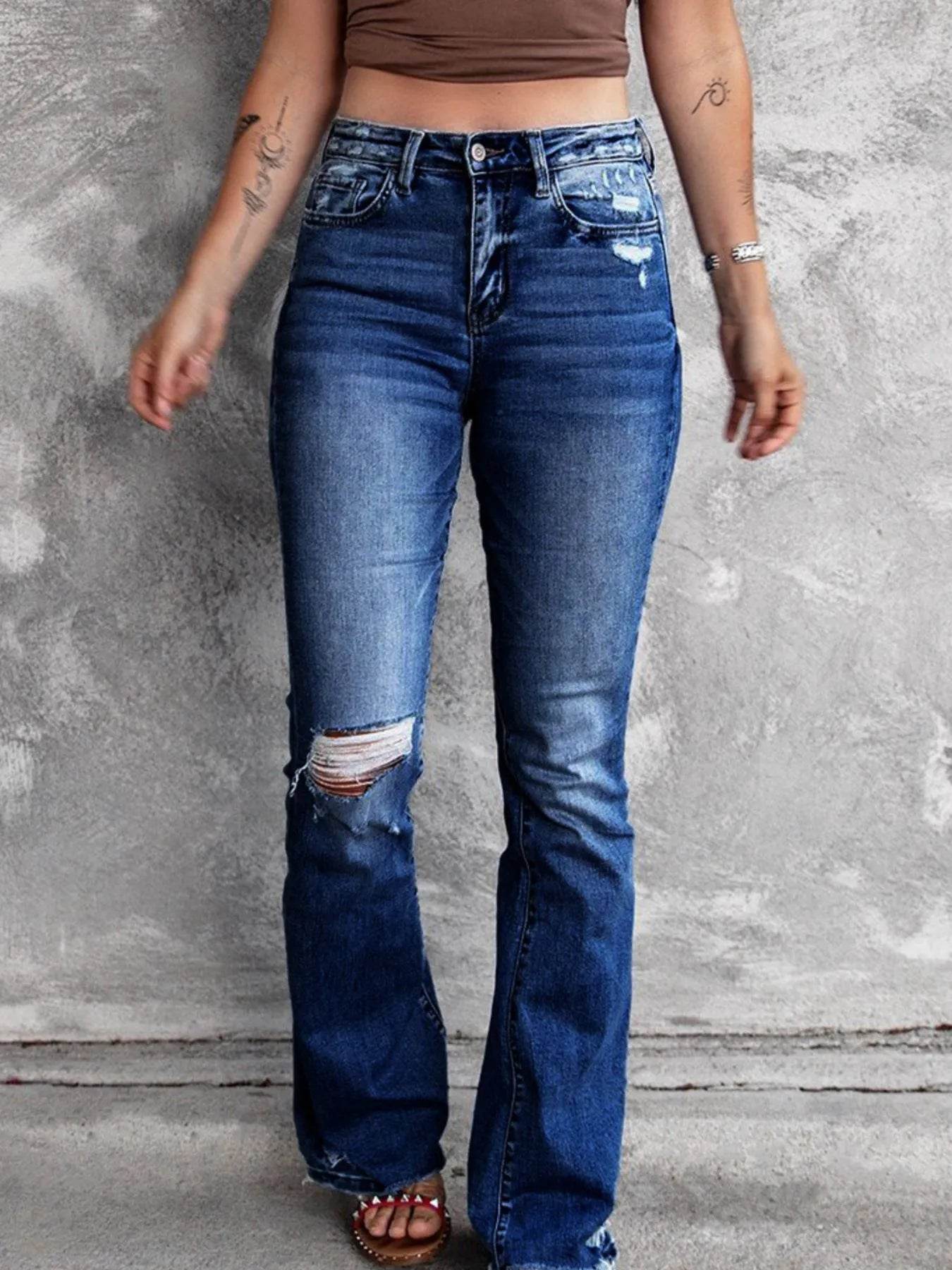 Distressed Flare Jeans for Women.