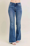 Judy Blue Plus Size Vintage Wash Flare Jeans with Destroy Hem.
