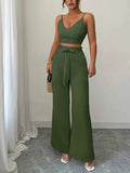 V-Neck Cami and Wide Leg Pants Set.