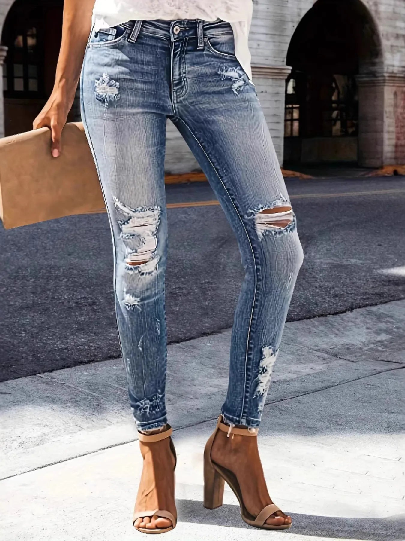 Distressed Skinny Jeans.